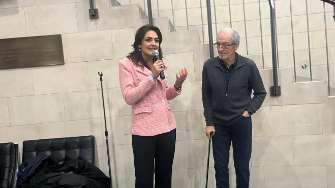 Celsa Rufas y Lorenzo Ortas en la inauguración. Foto Mercedes Manterola