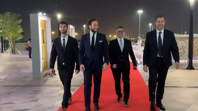 Jubert, Claver, Blasco y Serra en la llegada a los premios