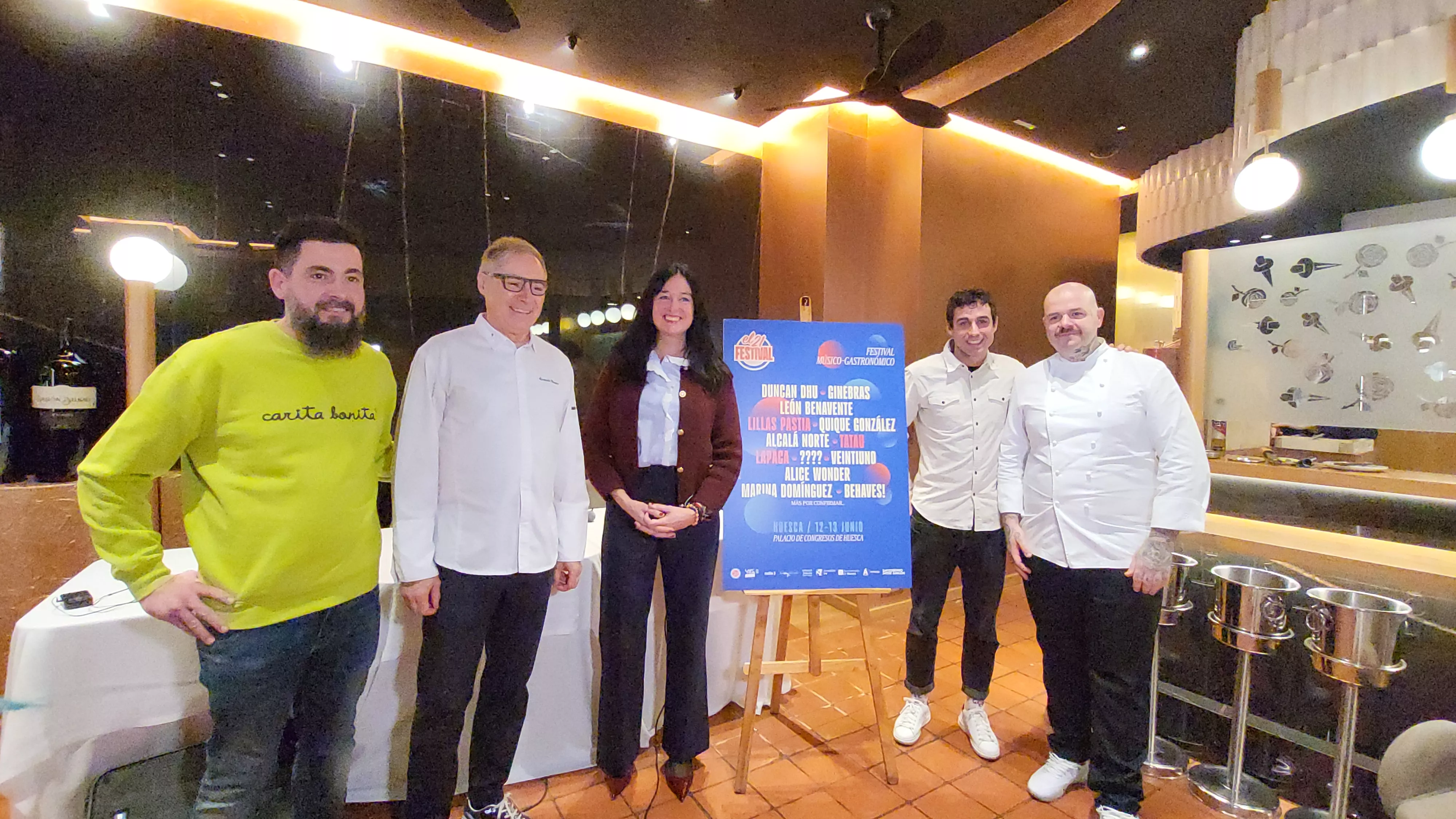 Raúl Bernal, Carmelo Bosque, Lorena Orduna, Luis Costa y Tonino Valiente, en la presentación del festival de El Veintiuno. Foto Mercedes Manterola