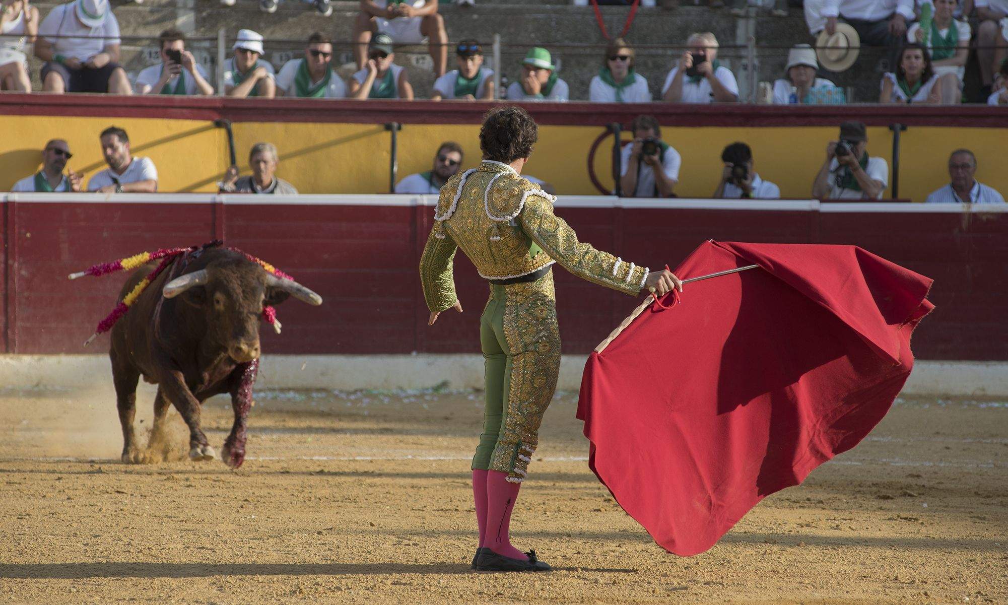 Isiegas recibe al toro desde el centro del ruedo. Foto Jacques Valat