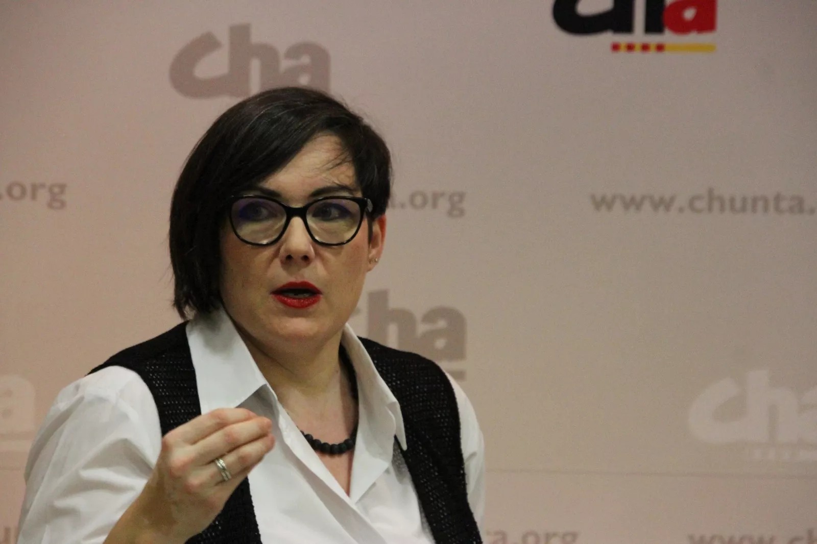 Verónica Villagrasa CHA critica la negativa del Gobierno central a actuar en Castejón de Sos-Pont de Suert. Foto Carlos Neofato