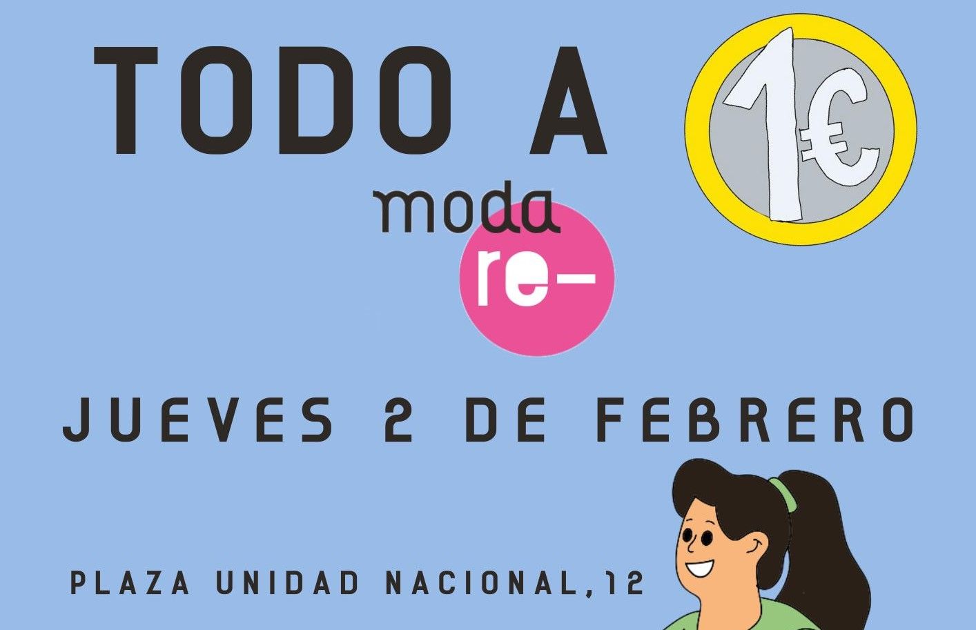 Cartel que anuncia las rebajas sostenibles y solidarias de Moda-Re.