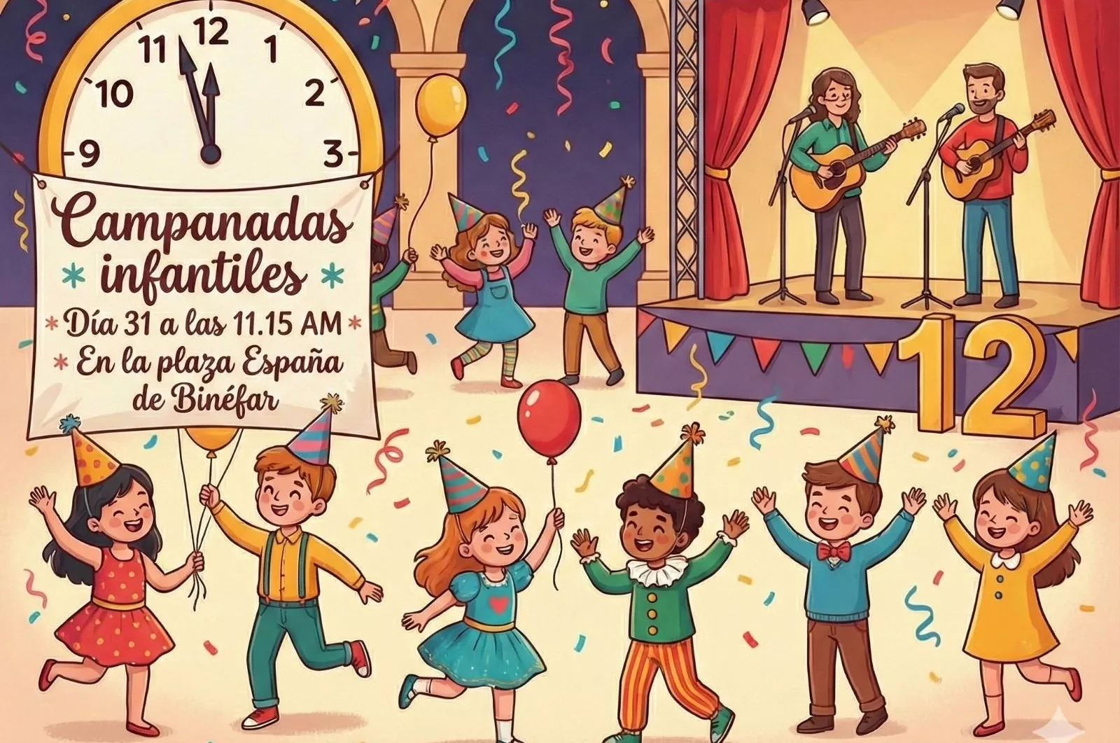 Cartel de las campanadas infantiles en Binéfar