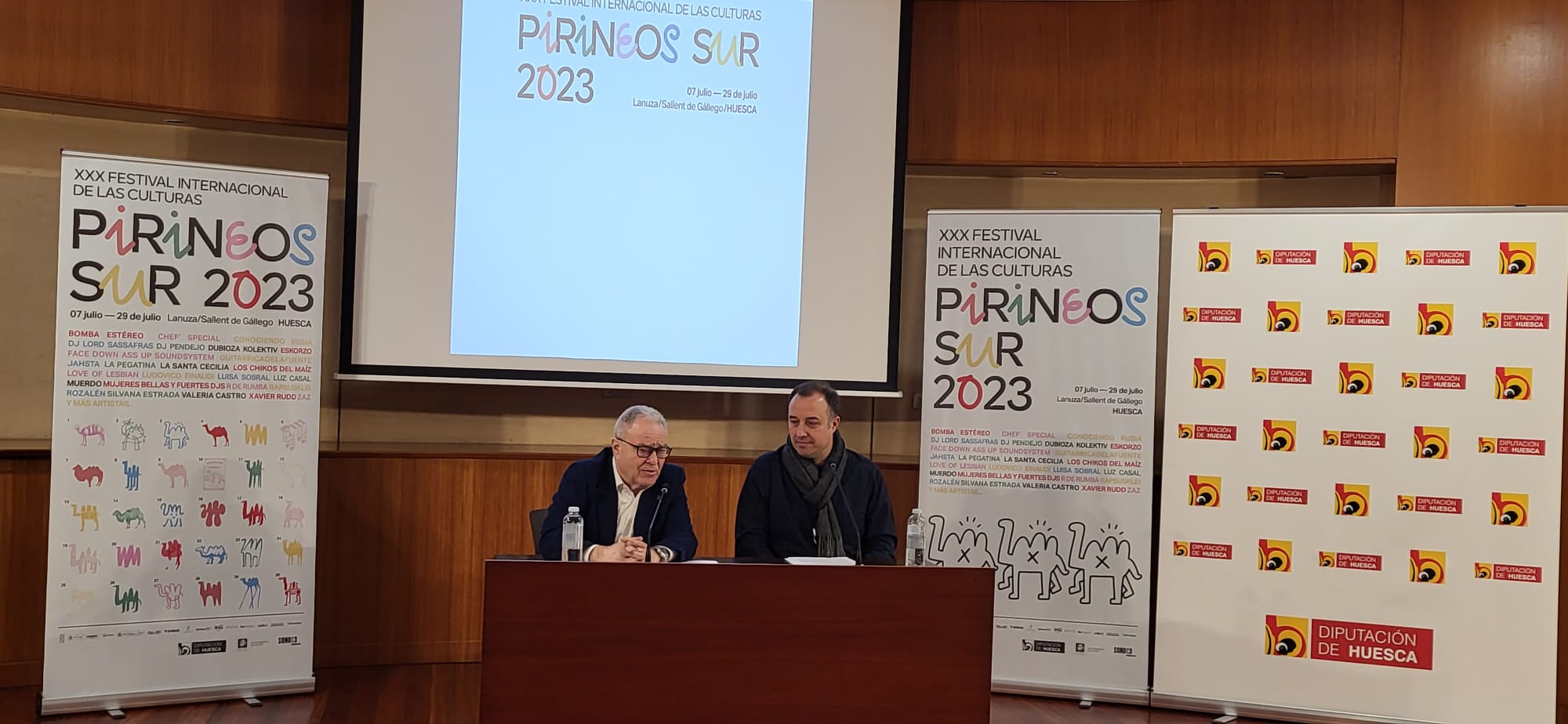 Miguel Gracia y Germán Quimaso en la presentación de Pirineos Sur.