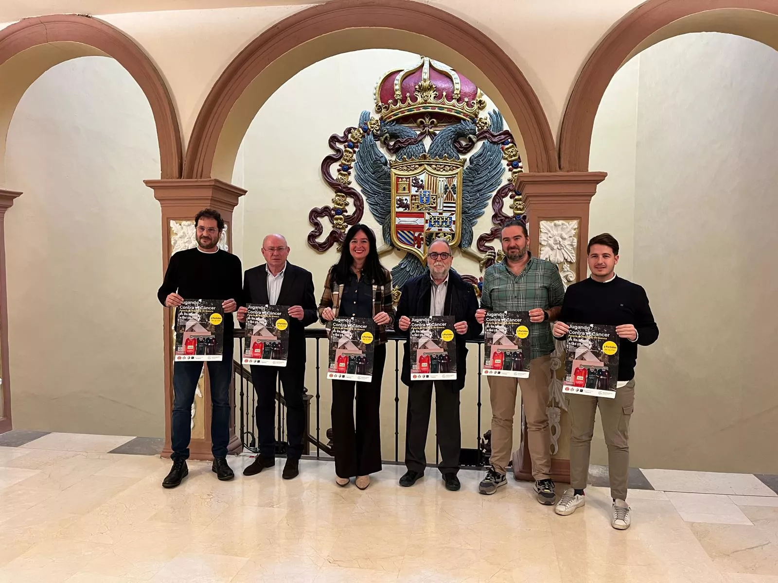 Lascorz, Carranza, Orduna, Ramón y Cajal, Oliva y Marín en la presentación de la tercera edición de 'Jugando Contra el Cáncer'. Foto: Adri Mora