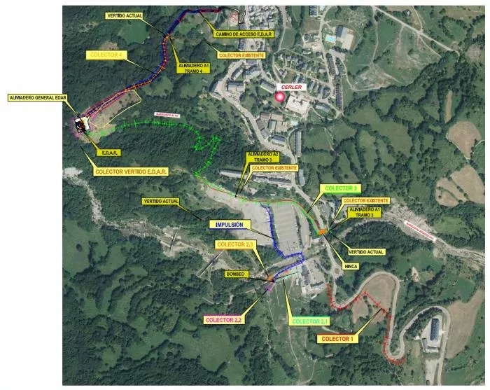 Parte del mapa del proyecto de la depuradora de Cerler.