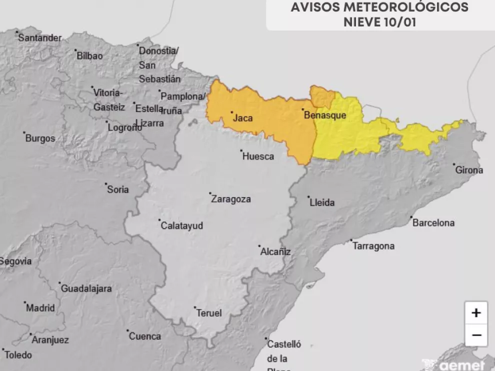 Avisos por nieve para este sábado.