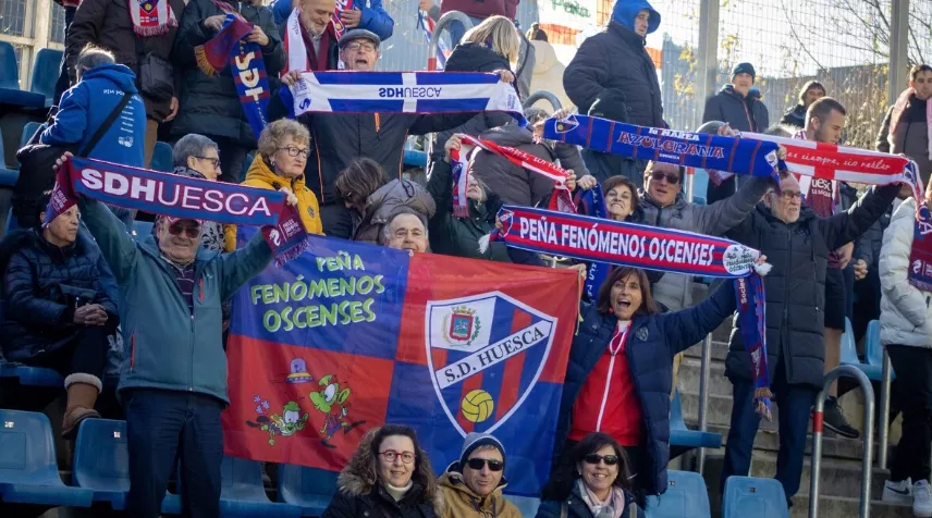 Afición del Huesca en un desplazamiento a Andorra. Foto: SD Huesca