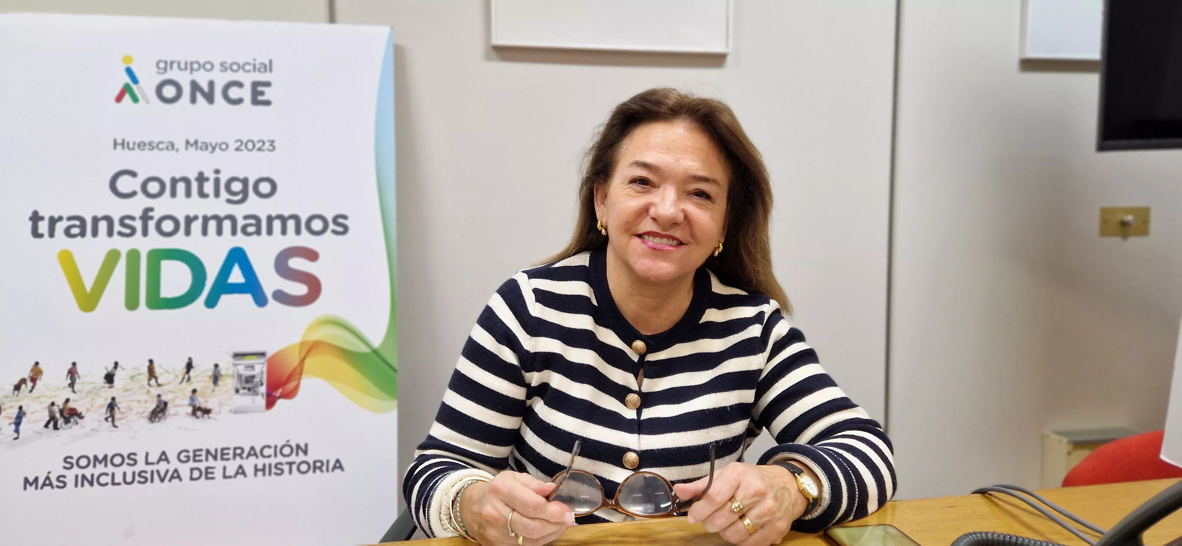 Marisa Yzuel Sanz, en la oficina de la ONCE en Huesca. Foto Myriam Martínez