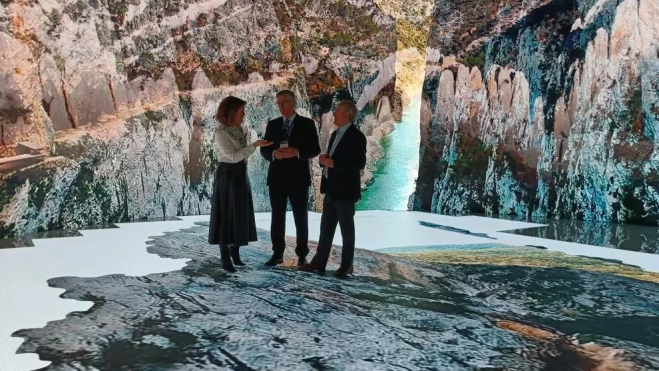 María Jesús Gimeno, Manuel Blasco y Jorge Moncada en el estand de Aragón en Fitur