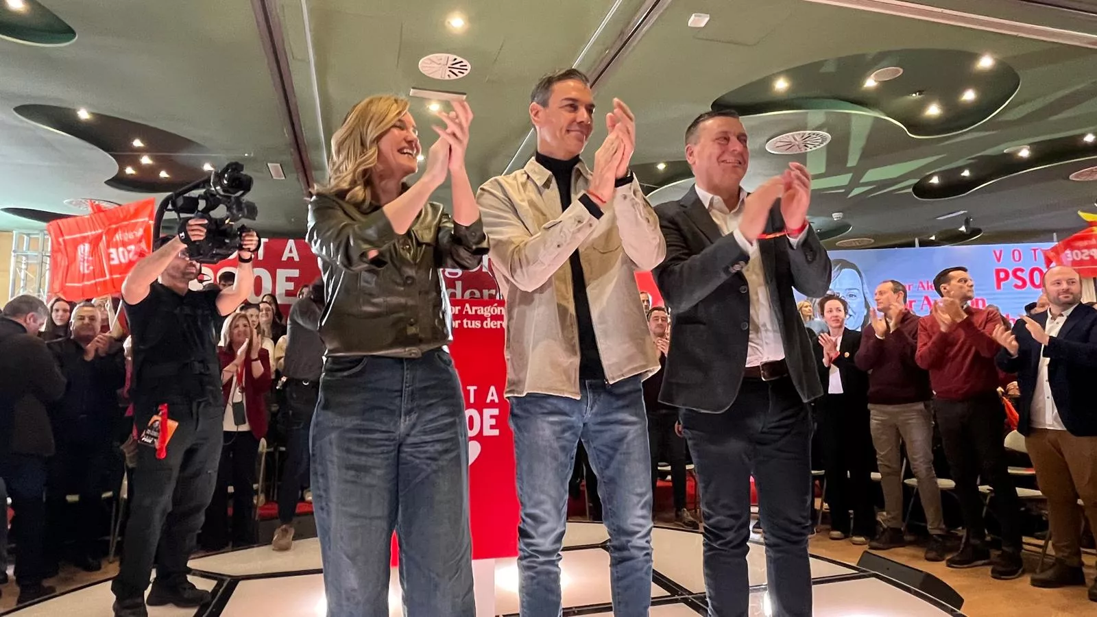 Acto electoral del PSOE con Pedro Sánchez y Pilar Alegría en Huesca. Foto Mercedes Manterola