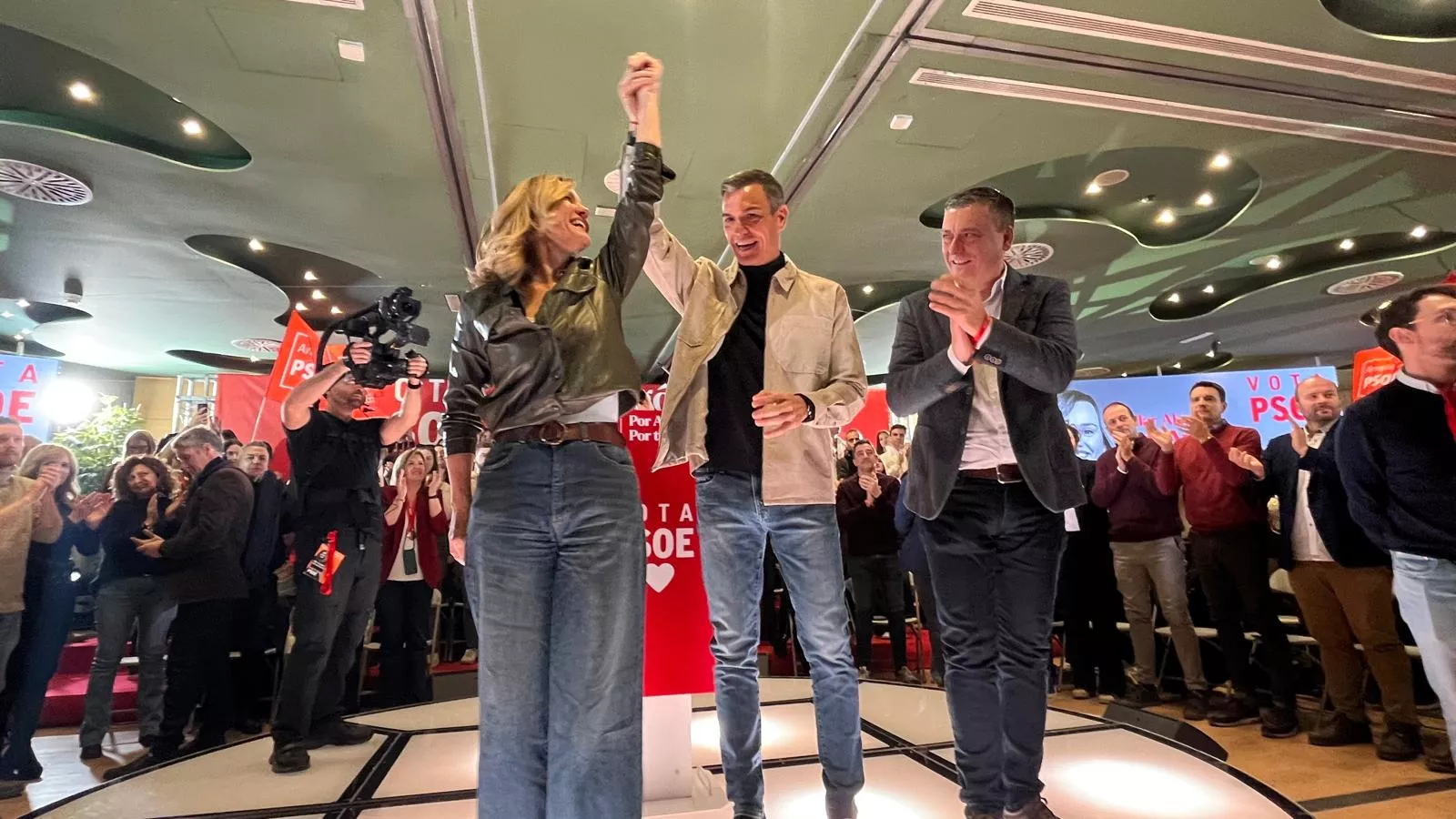 Acto electoral del PSOE con Pedro Sánchez y Pilar Alegría en Huesca. Foto Mercedes Manterola