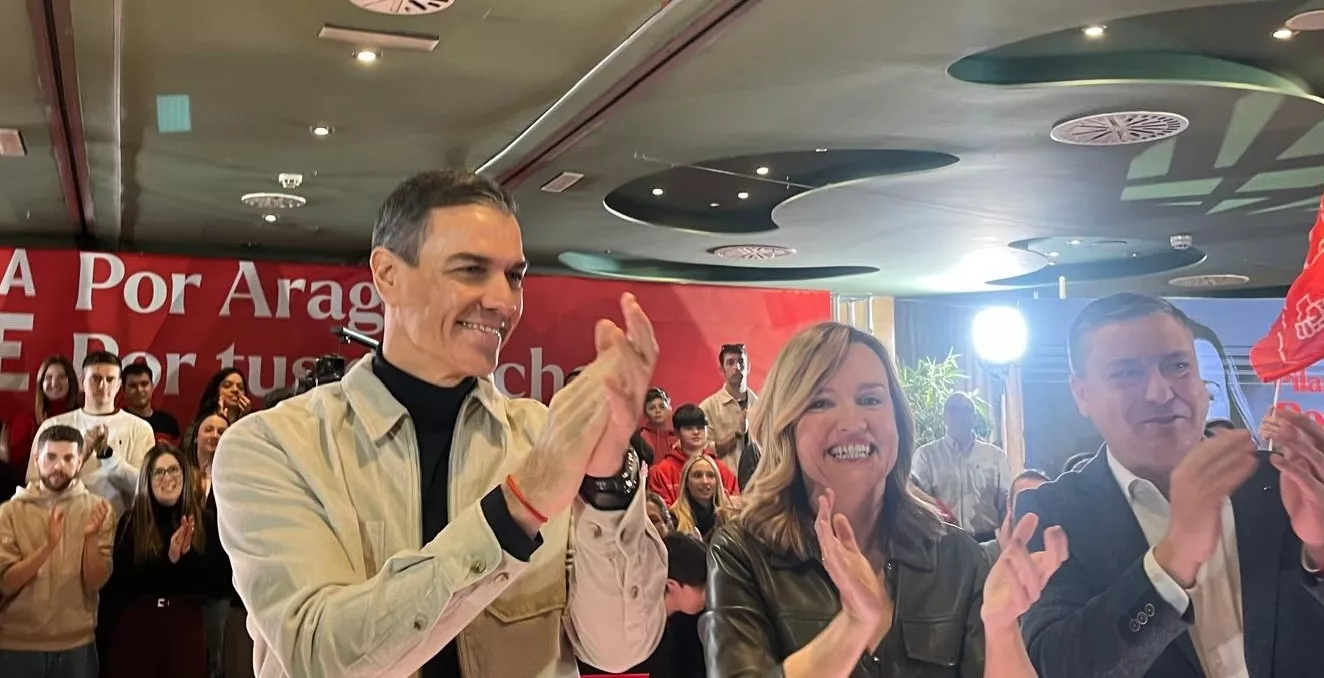 Acto electoral del PSOE con Pedro Sánchez y Pilar Alegría en Huesca. Foto Mercedes Manterola