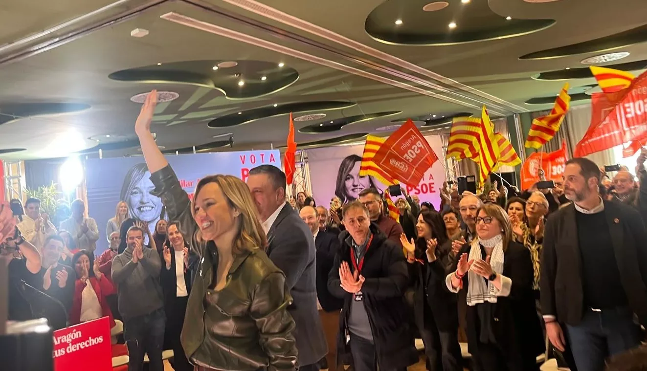 Acto electoral del PSOE con Pedro Sánchez y Pilar Alegría en Huesca. Foto Mercedes Manterola