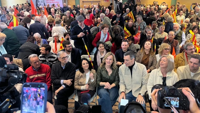 Acto electoral del PSOE con Pedro Sánchez y Pilar Alegría en Huesca. Foto Mercedes Manterola