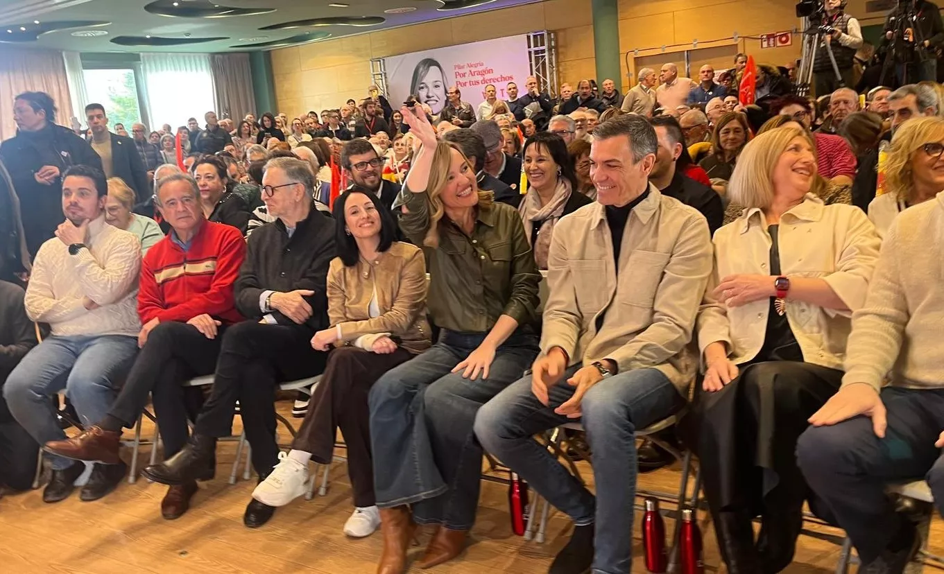Acto electoral del PSOE con Pedro Sánchez y Pilar Alegría en Huesca. Foto Mercedes Manterola