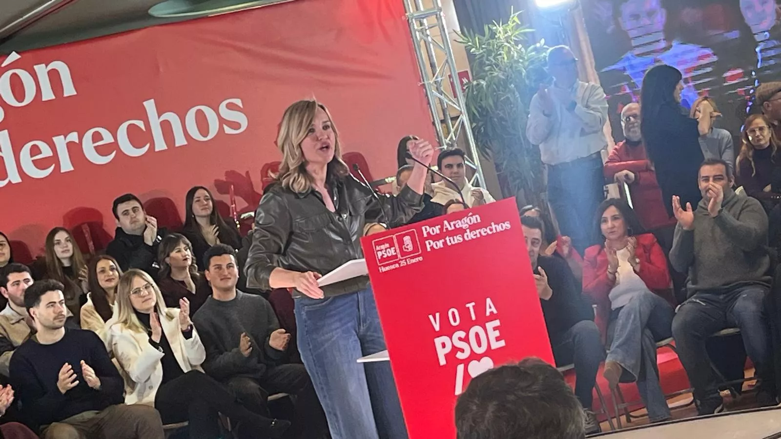 Acto electoral del PSOE con Pedro Sánchez y Pilar Alegría en Huesca. Foto Mercedes Manterola