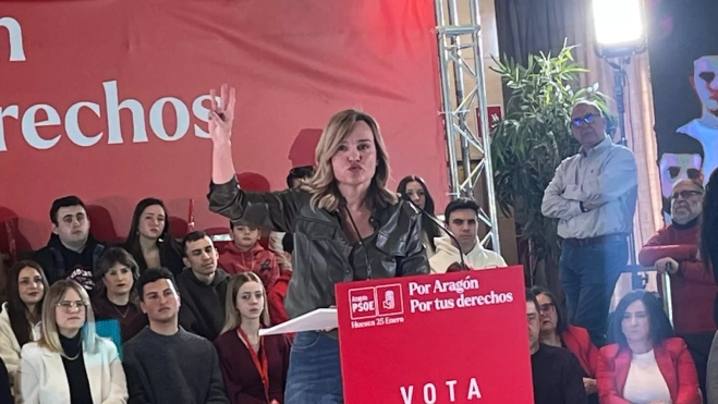 Acto electoral del PSOE con Pedro Sánchez y Pilar Alegría en Huesca. Foto Mercedes Manterola