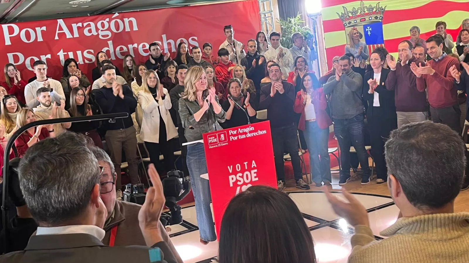 Acto electoral del PSOE con Pedro Sánchez y Pilar Alegría en Huesca. Foto Mercedes Manterola