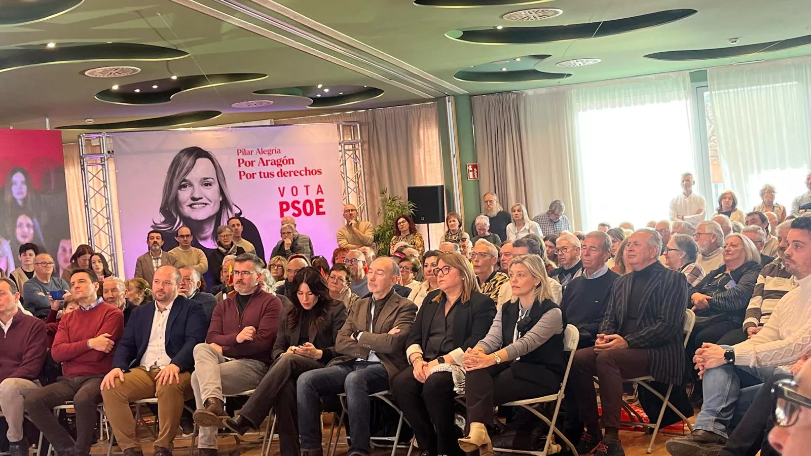 Acto electoral del PSOE con Pedro Sánchez y Pilar Alegría en Huesca. Foto Mercedes Manterola