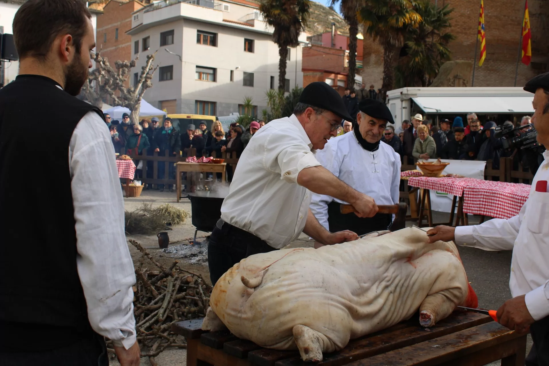 La matacía tradicional vuelve a llenar Albelda en una Festa del Tossino multitudinaria.
