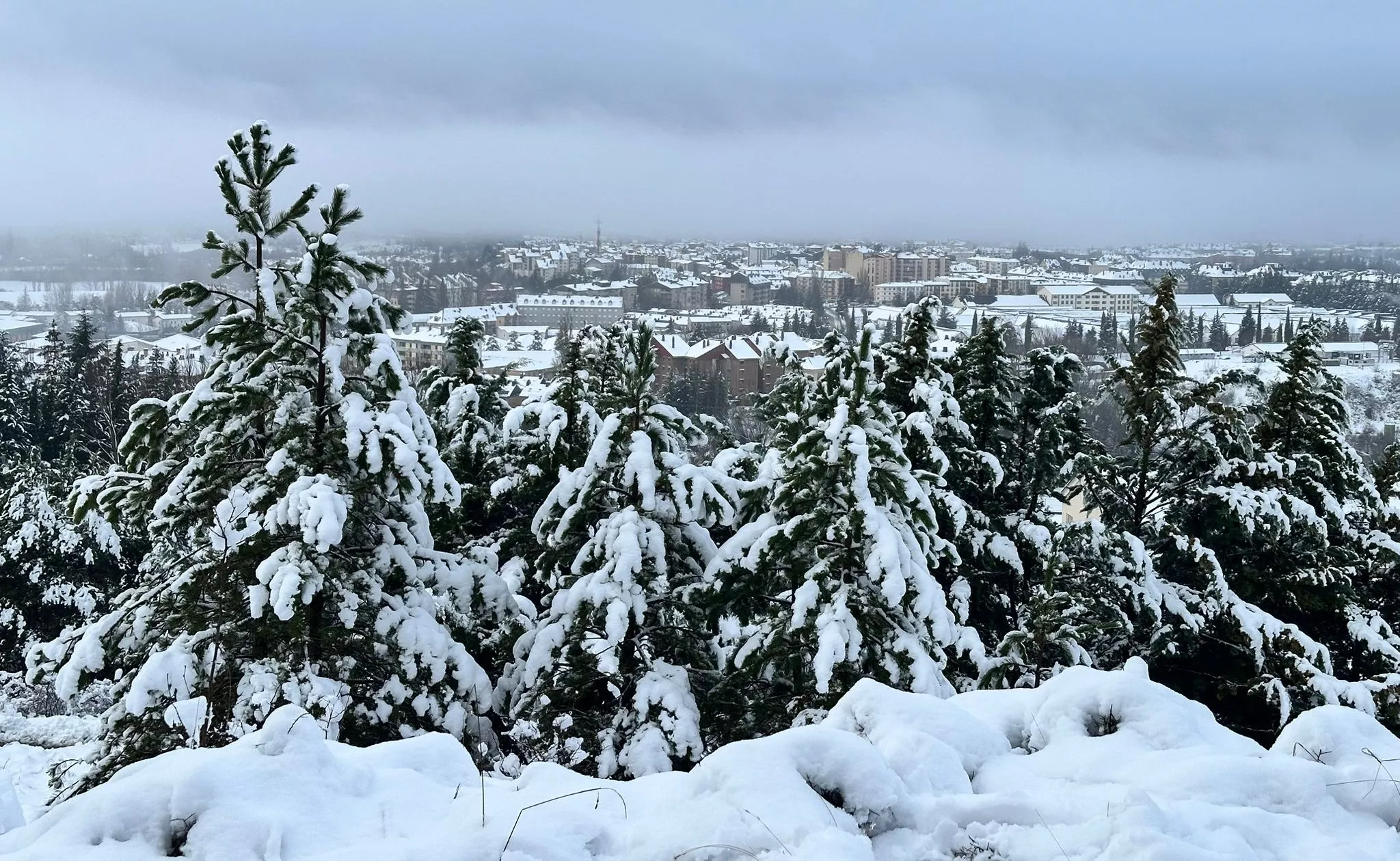 Nevada en Jaca y labores de limpieza. Foto Ayuntamiento de Jaca