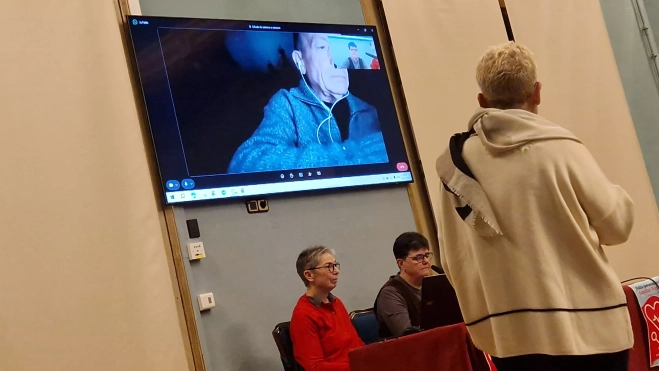  José Antonio Fatás ha intervenido por videoconferencia. Foto Myriam Martínez