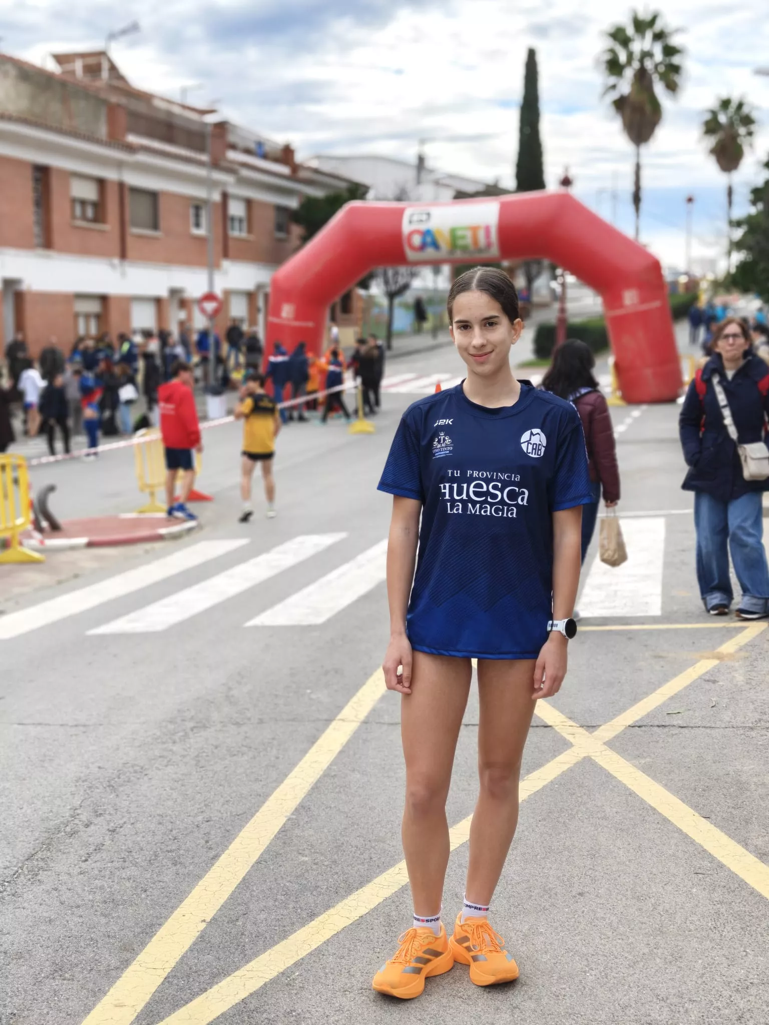 La sonrisa de Clara antes de la carrera.