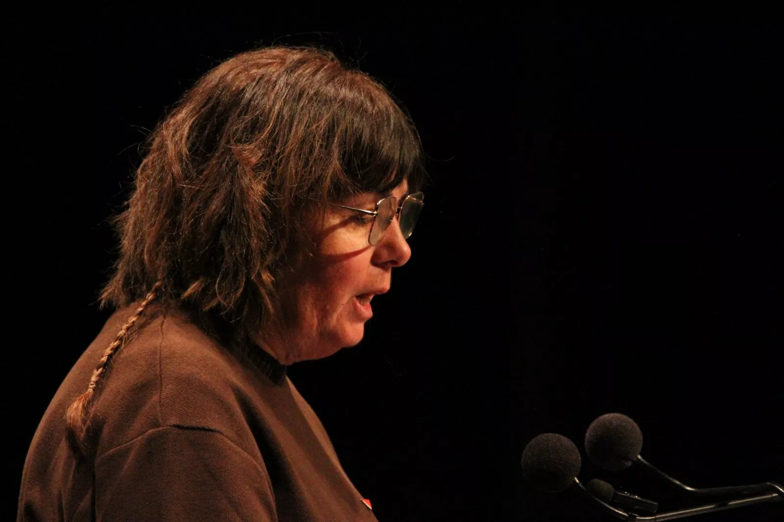 Pilar Callén. Acto central de IU-Movimiento Sumar en Huesca de las elecciones de Aragón. Foto Carlos Neofato