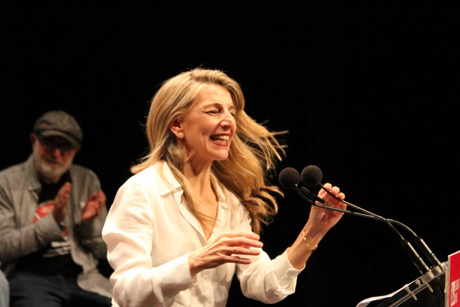 Yolanda Díaz. Acto central de IU-Movimiento Sumar en Huesca de las elecciones de Aragón. Foto Carlos Neofato