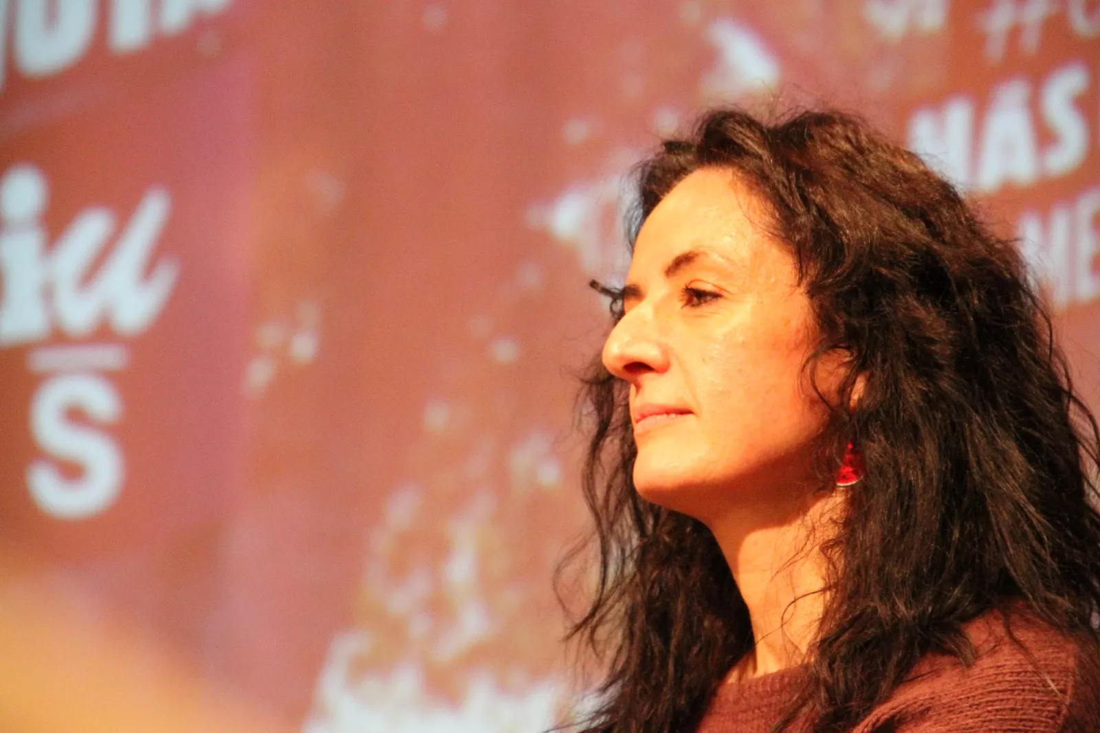 Marta Abengochea. Acto central de IU-Movimiento Sumar en Huesca de las elecciones de Aragón. Foto Carlos Neofato