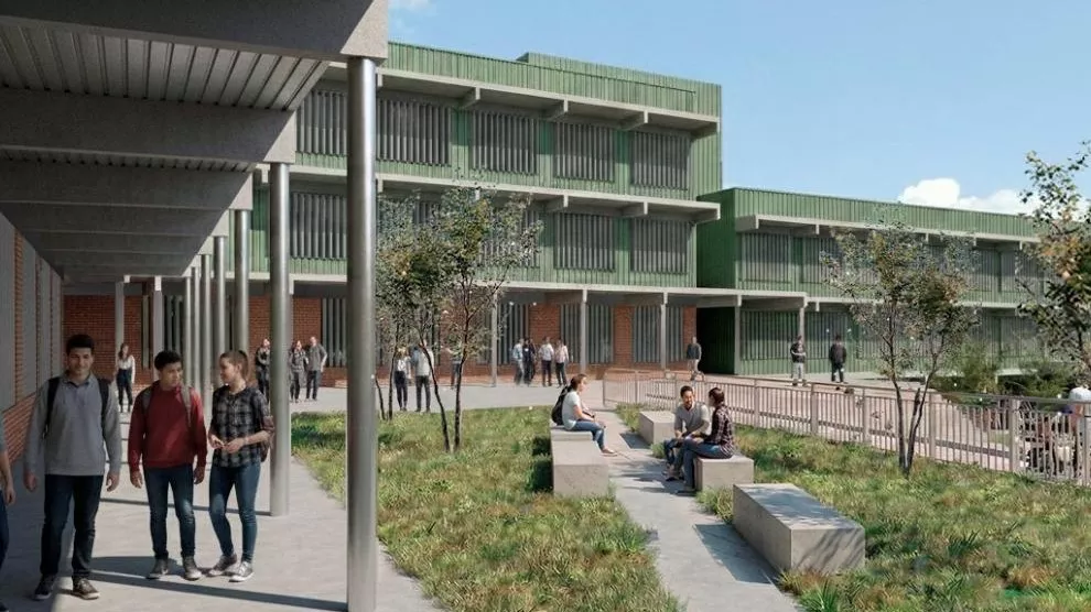 Infografía del nuevo instituto de Monzón, que ya ha salido a licitación.