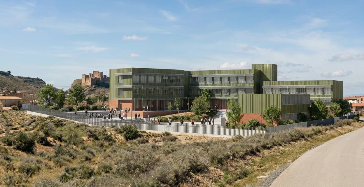 Aspecto exterior que tendrá el nuevo instituto de Monzón.