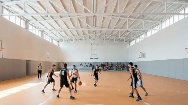 Pabellón polideportivo del futuro IES de Monzón.
