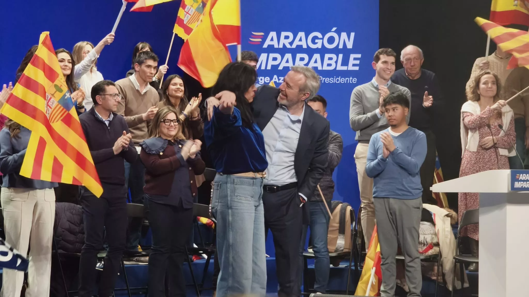 Mitin de Alberto Núñez Feijóo en el Teatro Olimpia de Huesca. Foto María José Sampietro