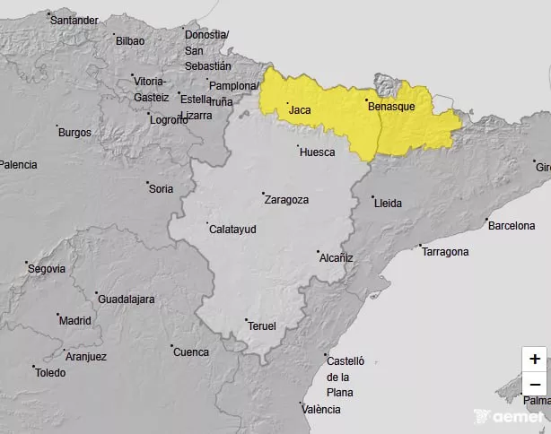 El aviso amarillo por nevadas se mantiene en el Pirineo oscense. Foto DGA