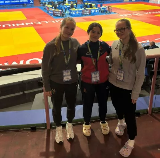 Judocas del CJ Huesca en Roma.