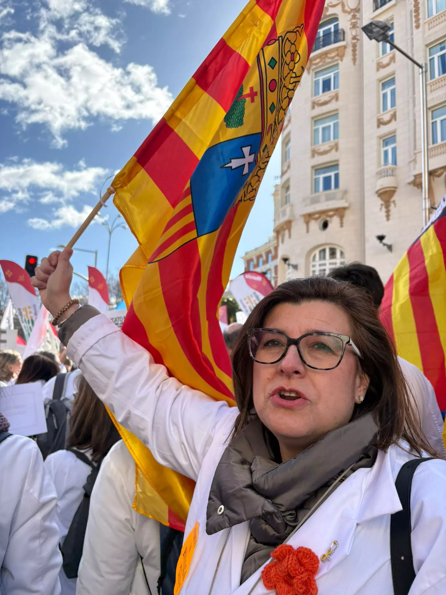 Médicos aragoneses en la manifestación en Madrid contra el Estatuto Marco.