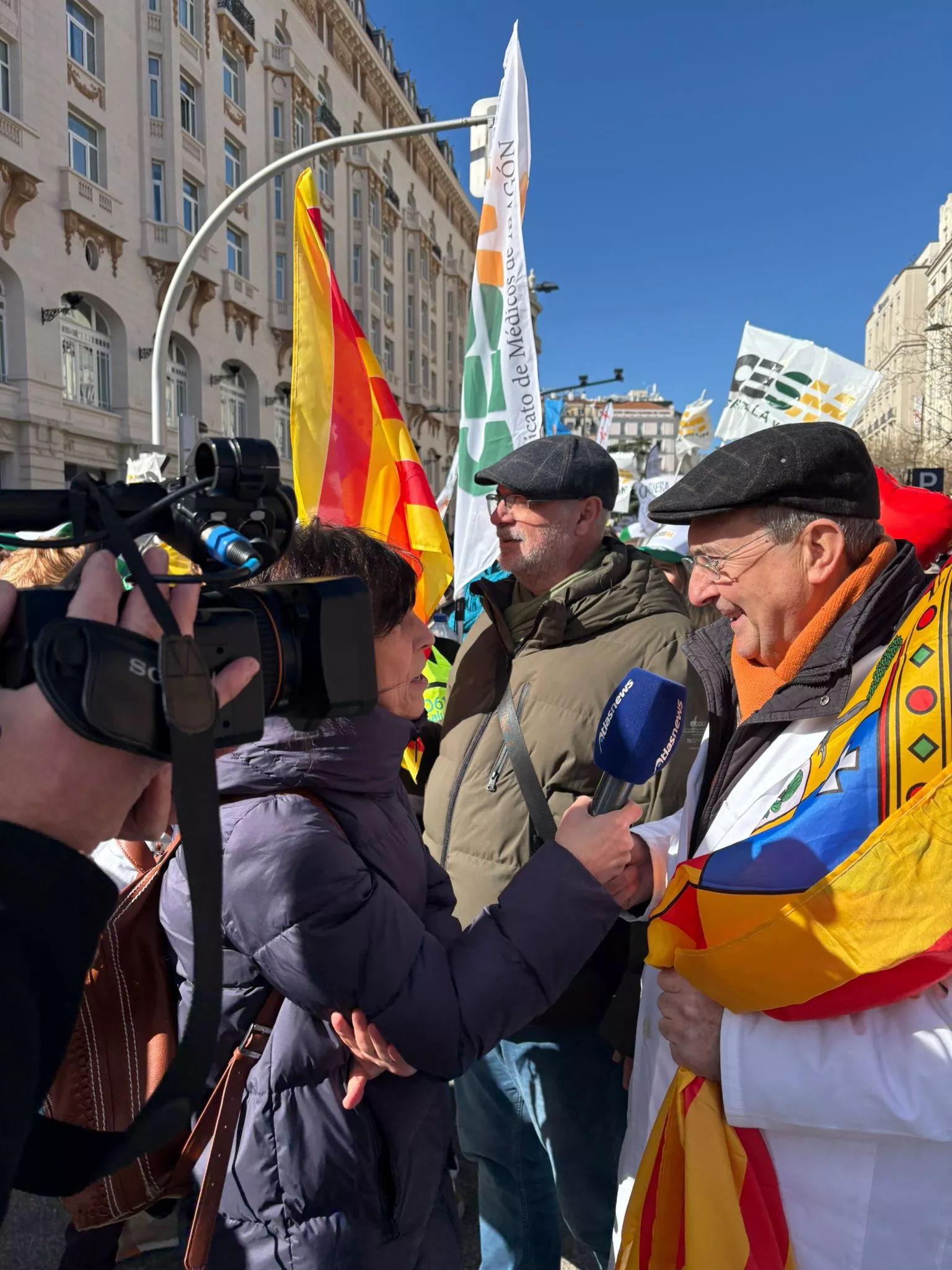 Médicos aragoneses en la manifestación en Madrid contra el Estatuto Marco.