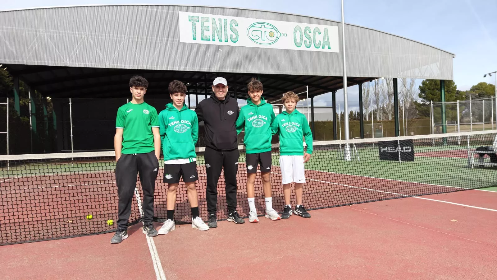 Alejandro Bernués, Beltrán Sanclemente, Jesús Esteban (entrenador), Jorge Artero y Nacho Vera
