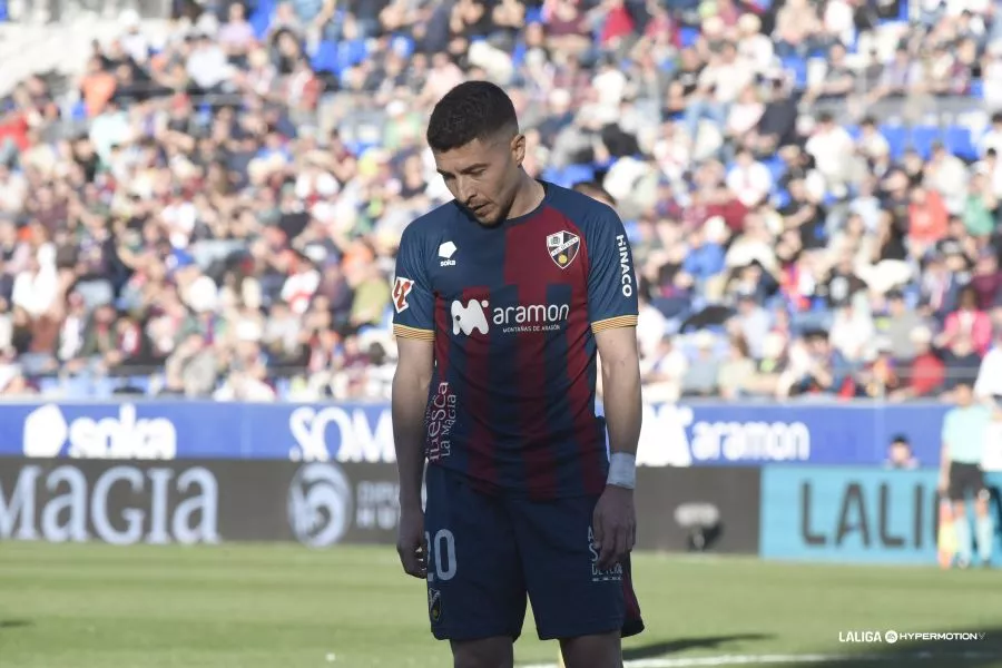 Portillo, cabizbajo, en el partido ante el Mirandés. Foto: LaLiga