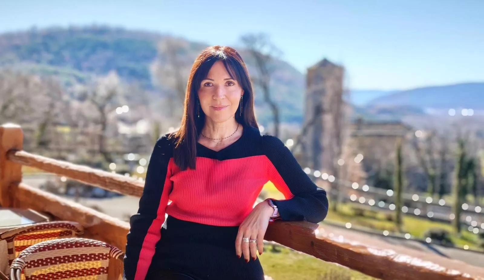 Beatriz Sampietro, en Lárrede durante su estancia en Huesca de más de una semana por un intercambio con su colegio de Estados Unidos. Foto María José Sampietro