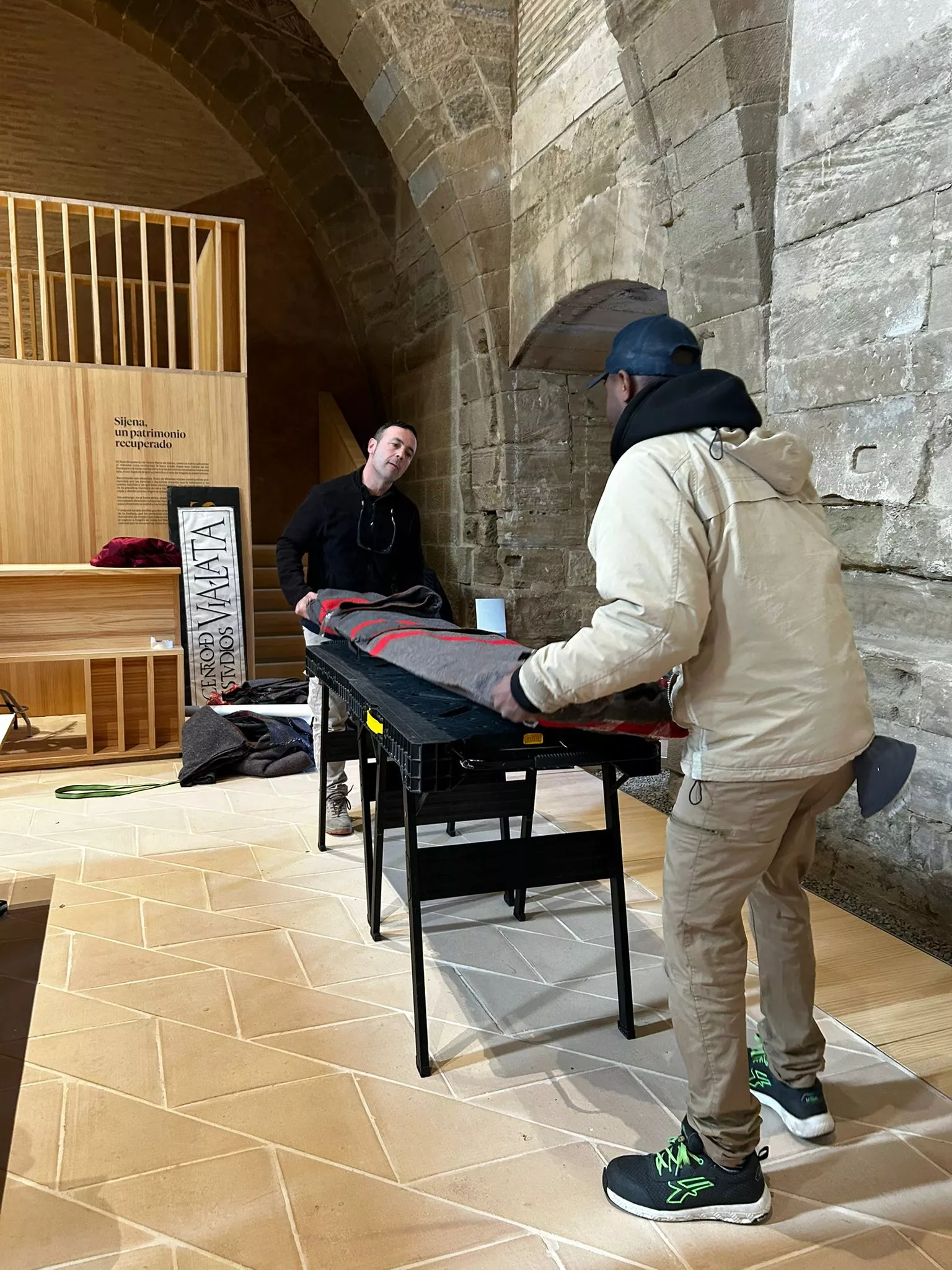 Mundanzas Garcés ha trasladado el cuarto alfarje reconstruido de Sijena a la Diputación de Huesca.