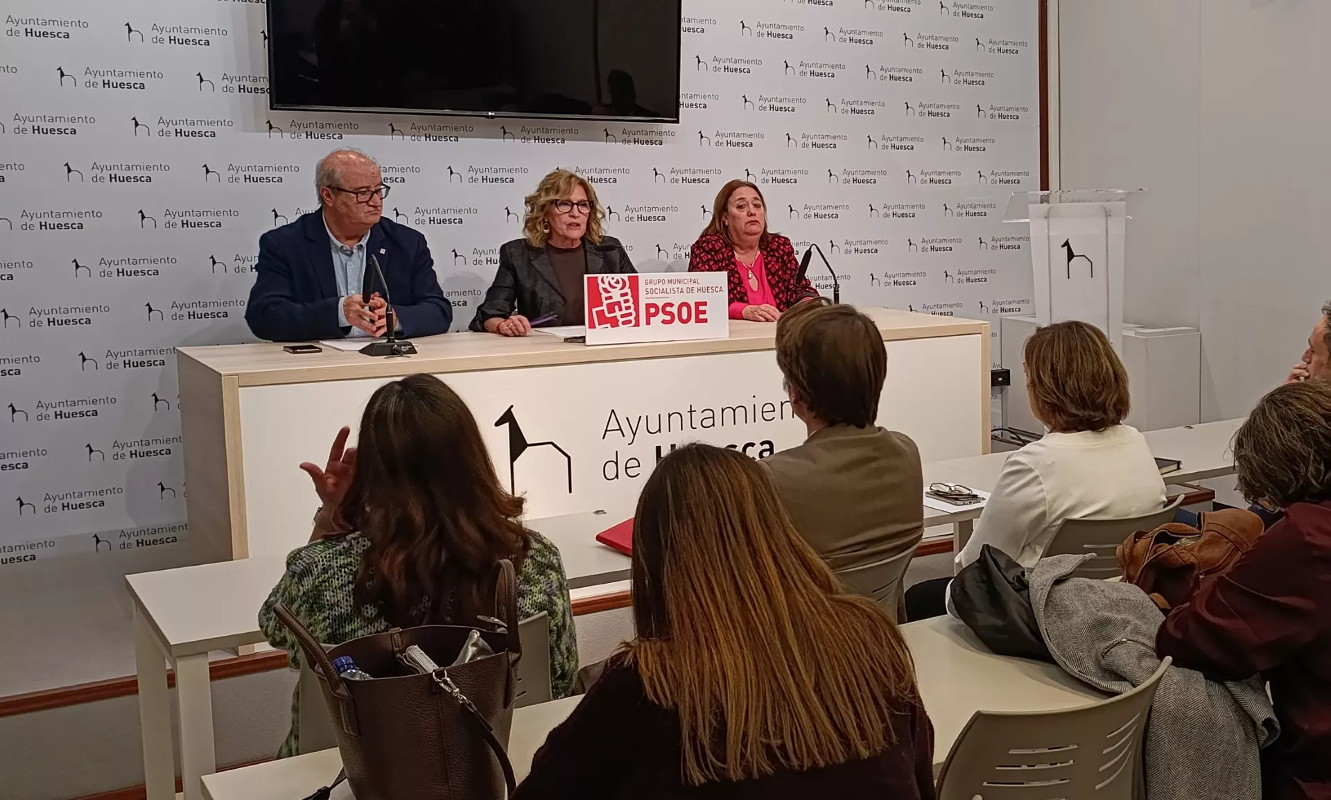 Rueda de prensa del grupo municipal del PSOE tras el pleno de este jueves.