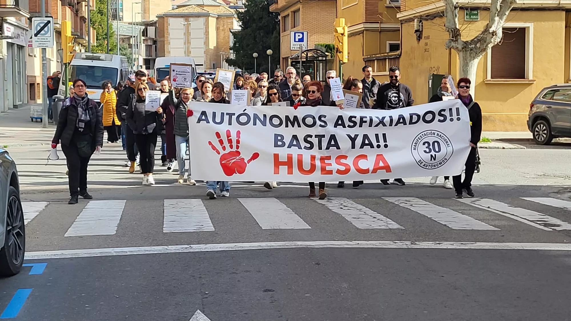 Manifestación de autónomos en Huesca