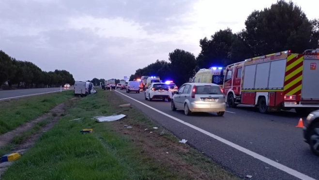 Lugar del accidente en la A-23. Lugar del accidente en la A-23.