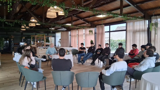 Un momento de la charla con Toño Rodríguez