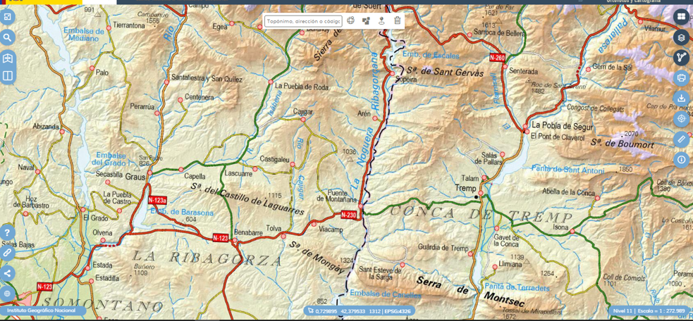 Tramo de la N-230 en el que se va a actuar entre Benabarre y Sopeira.