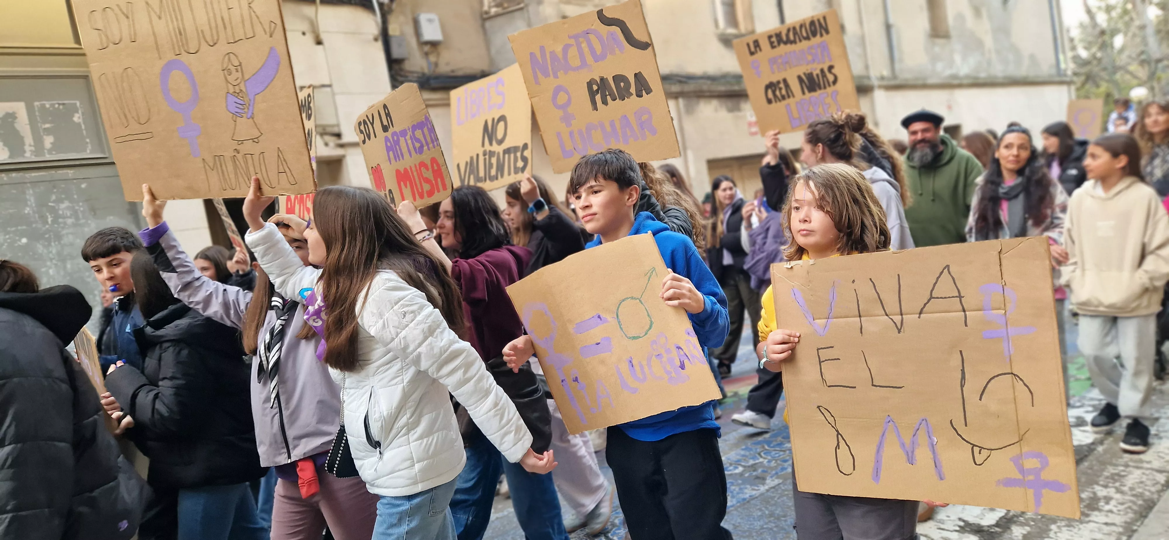 Manifestación del 8M, Día Internacional de la Mujer, en Huesca. Foto Myriam Martínez