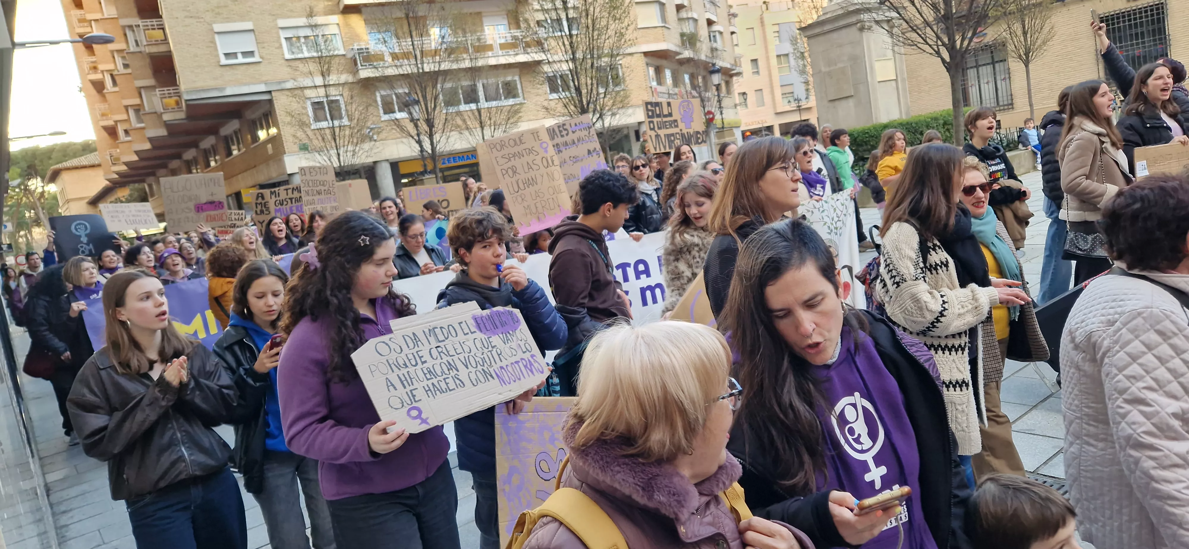 Manifestación del 8M, Día Internacional de la Mujer, en Huesca. Foto Myriam Martínez